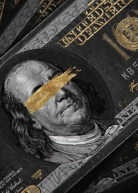 Gold Eye Dollar Poster – Luxury Benjamin Franklin Money Art Print | Home Decor | Decoration Poster