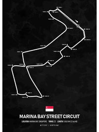 Marina Bay Street Circuit Formel 1 Poster | Singapur | Marina Bay | Spektakuläre Grand-Prix-Strecke von Singapur | F1-Rennplakate bei Nacht