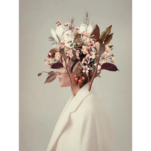 Vintage Flower Heads | Blossoms of the Mind | Floral Woman | Ethereal Blossoms: A Symphony of Floral Elegance