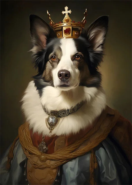 Regal Bearings | Border Collie - Royalty in full regalia, commanding the court with a gaze.