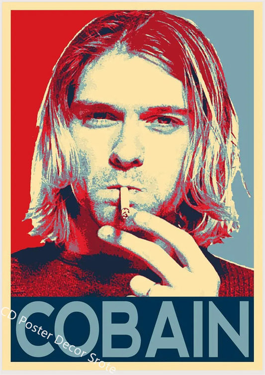 Kurt Cobain | Music Art Poster | Rock and Roll Aesthetic | Home Decor | Wall Art for Room, Bar, Cafe