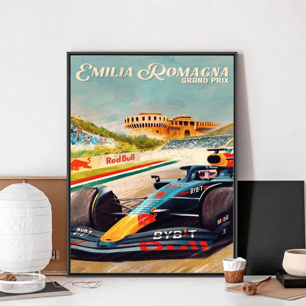 Vintage 80s F1 Car Racing | Kraft Paper Art