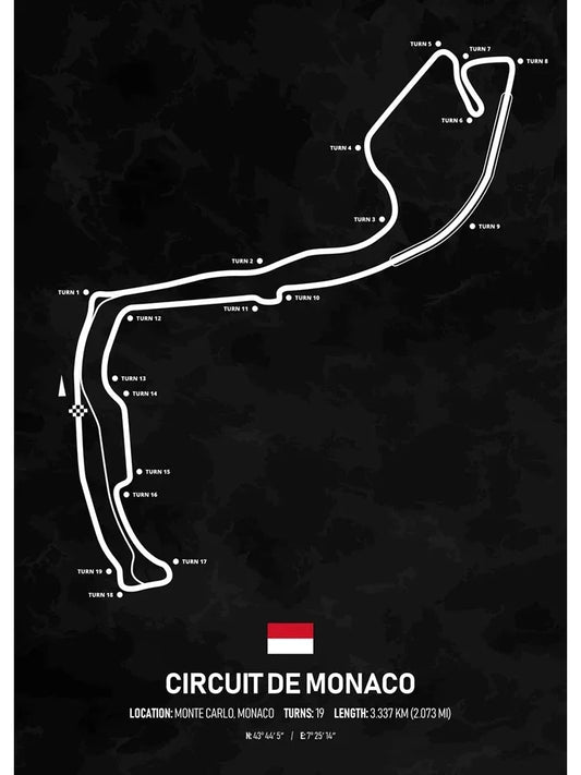 Circuit de Monaco Formula 1 Poster | Monaco | Monte Carlo | Iconic Monaco Grand Prix Track | Luxury F1 Street Circuit Posters