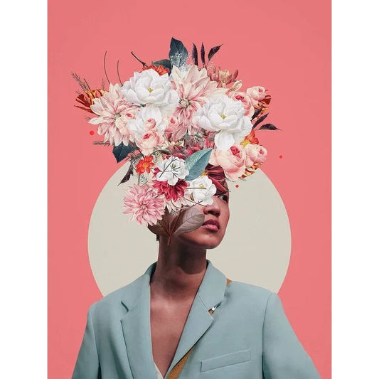 Vintage Flower Heads | Blossoms of the Mind | Floral Woman | Pastel Poise: A Delicate Floral Crown