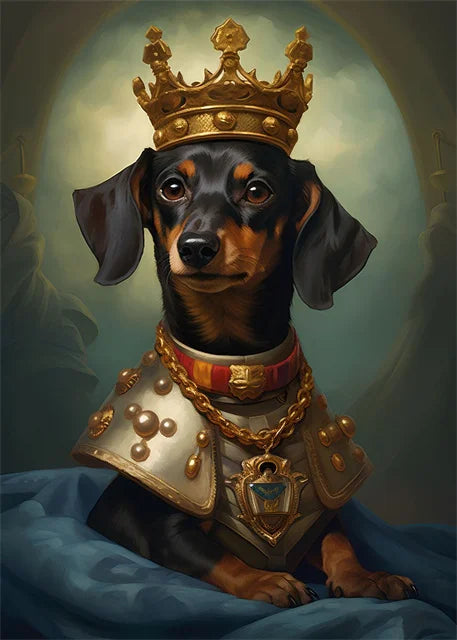 Royal Watch | Dachshund - A loyal vigil from the throne.