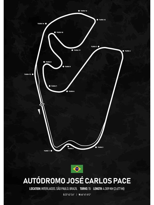 Autódromo José Carlos Pace (Interlagos) Formula 1 Poster | Brazil | São Paulo | Classic Brazilian Grand Prix Circuit | Must-Have F1 Race Track Posters