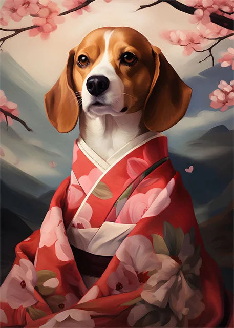 Spring Blossom | Beagle - Wrapped in the floral tapestry of spring, a beagle's delicate grace.