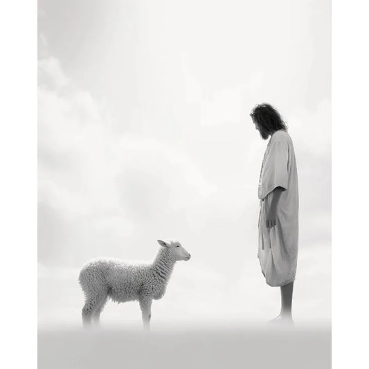 The Lamb of God | John 1:29 | Depicting Jesus and a lamb face-to-face, symbolizing His role as the sacrificial Lamb who takes away the sin of the world. | Christian | Catholic | Orthodox | Jesus Christ