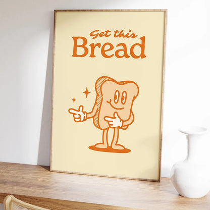 More Espresso Less Depresso Poster | Retro Cartoon Character Art | Record Player Theme | Canvas Wall Decor