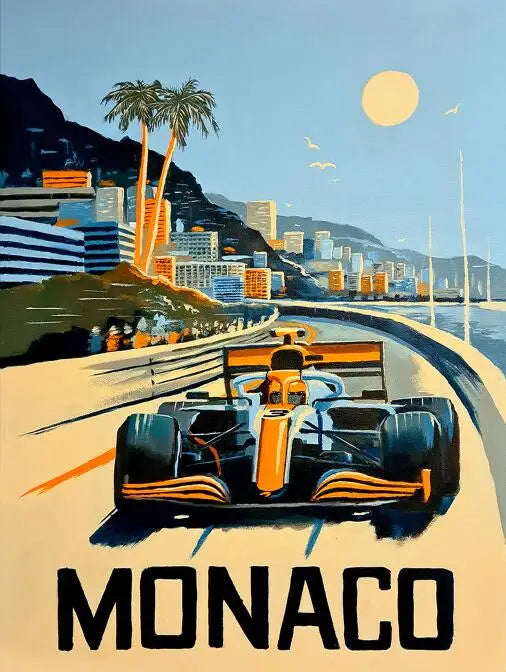 Poster zum Grand Prix von Monaco | Feiern Sie das legendäre Formel-1-Rennerlebnis | Lebendiger Kunstdruck zur Heimdekoration