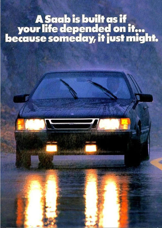 Saab 900 Turbo | Vintage Saab | A Saab Built for Challenges | Saab Turbo in Rain Poster