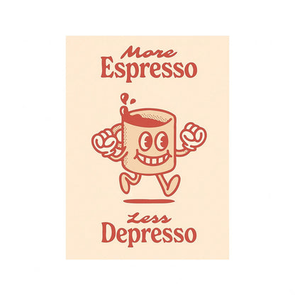 Retro Espresso Record Player | Cartoon Canvas Art