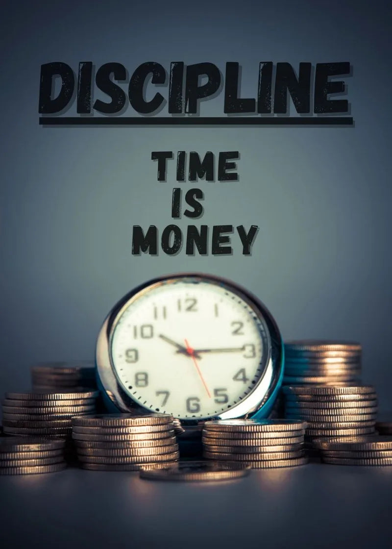 Discipline Time is Money Poster – Motivational Clock and Money Art | Home Decor | Decoration Poster