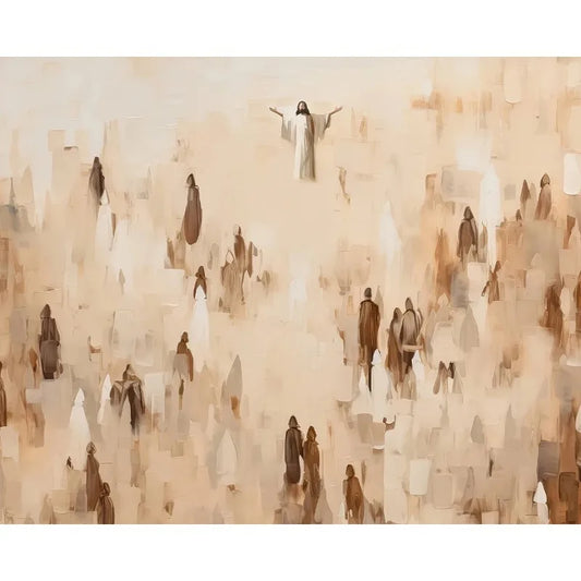 I Am the Light of the World | John 8:12 | Depicting Jesus among the multitude, this artwork highlights His divine guidance and leadership | Jesus Feeds The 5,000 | Christian | Catholic | Orthodox | Jesus Christ