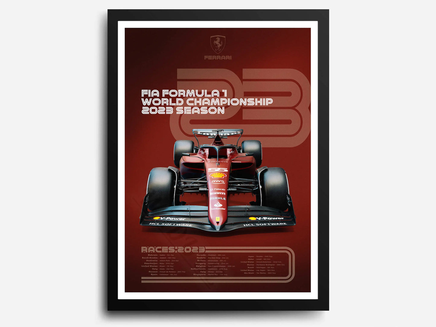 Ferrari | Charles Leclerc | Carlos Sainz | Classic 2023 F1 Team Championship Poster