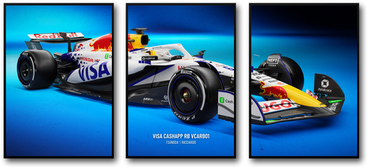 3-Piece | Formula 1 Racing Car Poster Set | Visa Cashapp RB 3-Piece Wall Art | Alpha Tauri | Wall Art Decor | Triple Panel Motorsport | Home Interior | Modern Racing Artwork | Unique Formula One Gift | High-Quality Print