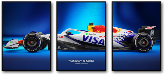 Formula 1 Racing Poster Set | Visa Cashapp RB 3-Piece Wall Art | Alpha Tauri | Iconic F1 Car Design | Motorsports Home Decor
