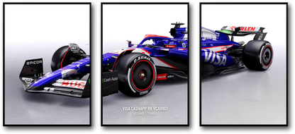 Formula 1 | Visa Cashapp RB 3-Piece Wall Art | Alpha Tauri | Racing Car Poster Set | 3-Piece Wall Art | Red Bull Vivid Display | Home Decor | Motorsport Prints | F1 Collectibles
