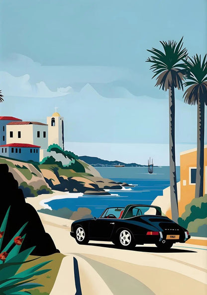Retro Convertible Coastal Trip | Classic Car | Mediterranean Charm