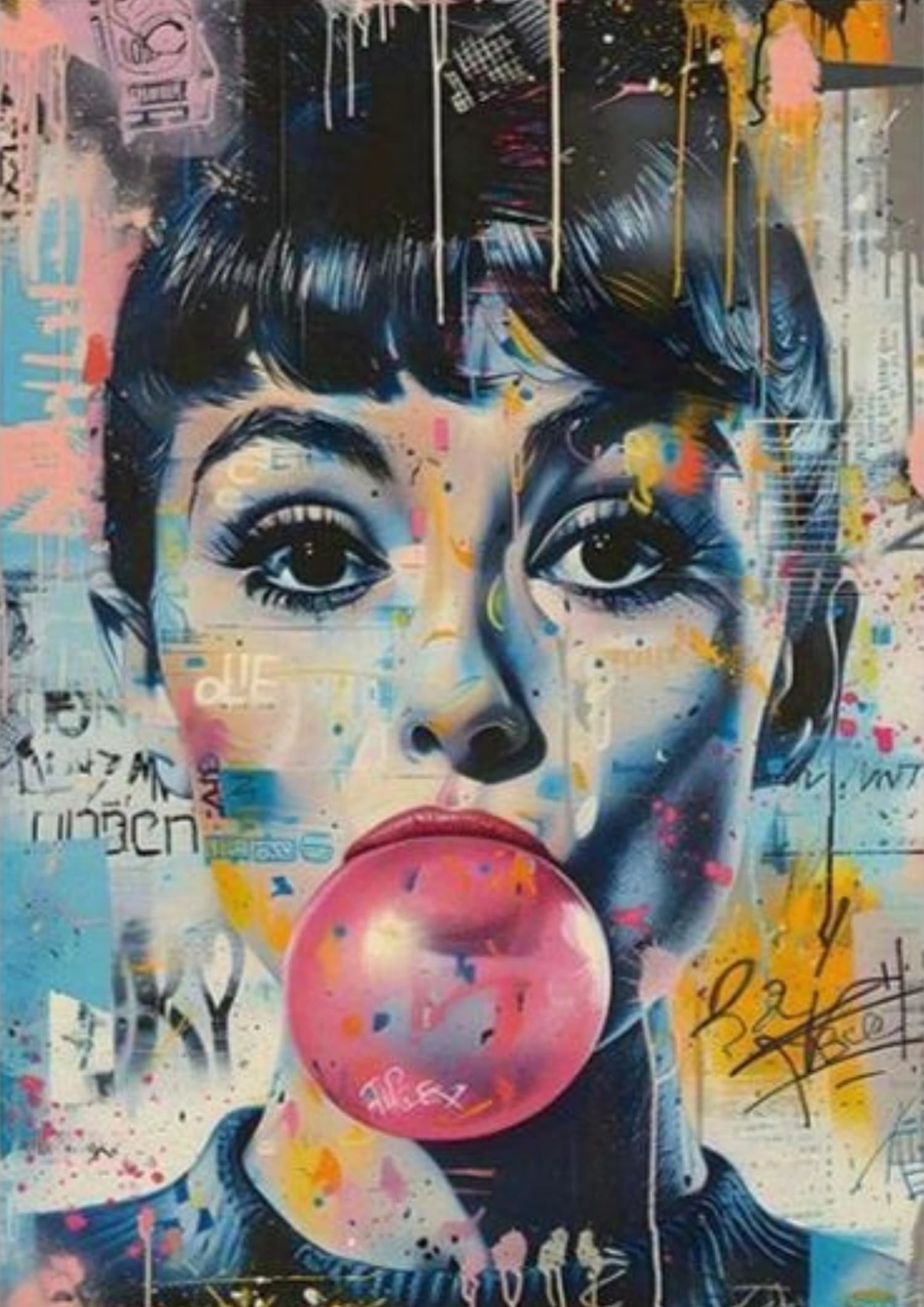 Bubble Gum Blowing Woman | Vibrant Pop Art – Wall Of Art Studio