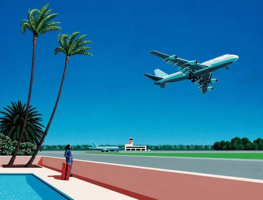 Hiroshi Nagai Poster | Retro Vaporwave Japanese Beach | City Car Canvas Painting | Wall Art Decor