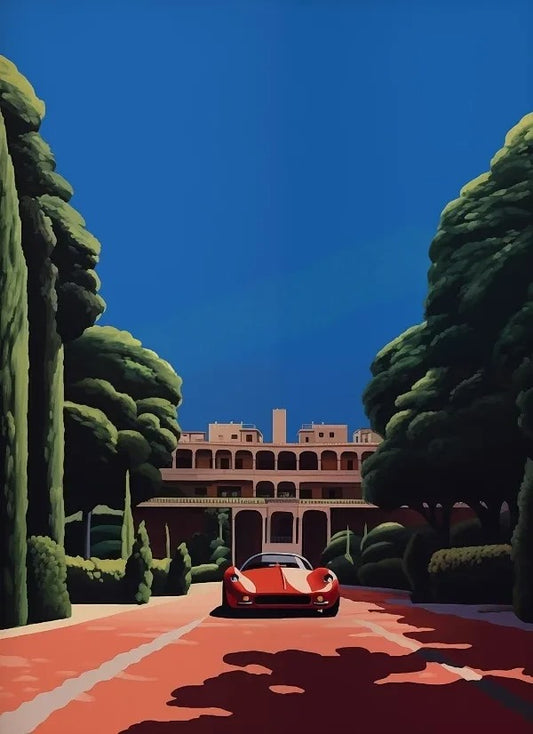 Retro Hiroshi Nagai Poster | Vaporwave Japanese Tropical Beach City Car | Wall Art Canvas | Home Decor