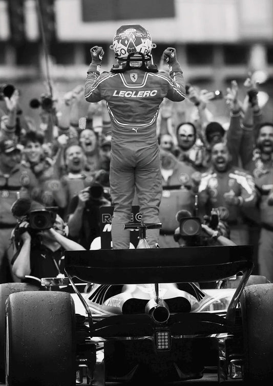 Black & White Vintage F1 Monaco Racing Car Poster | Sports Car Canvas Wall Art | Home Decor Pictures