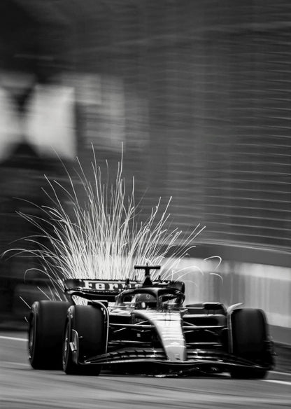 Schwarz-weißes Vintage F1-Rennplakat | Monaco Sportwagenkunst | Leinwandbild Wanddekoration