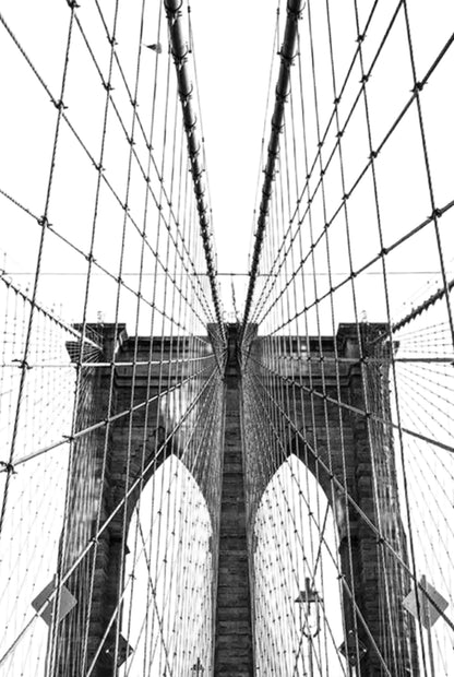 Linien und Symmetrie der Brooklyn Bridge | Kultige Hängebrücke von NYC | Wohndekor | Dekorationsposter