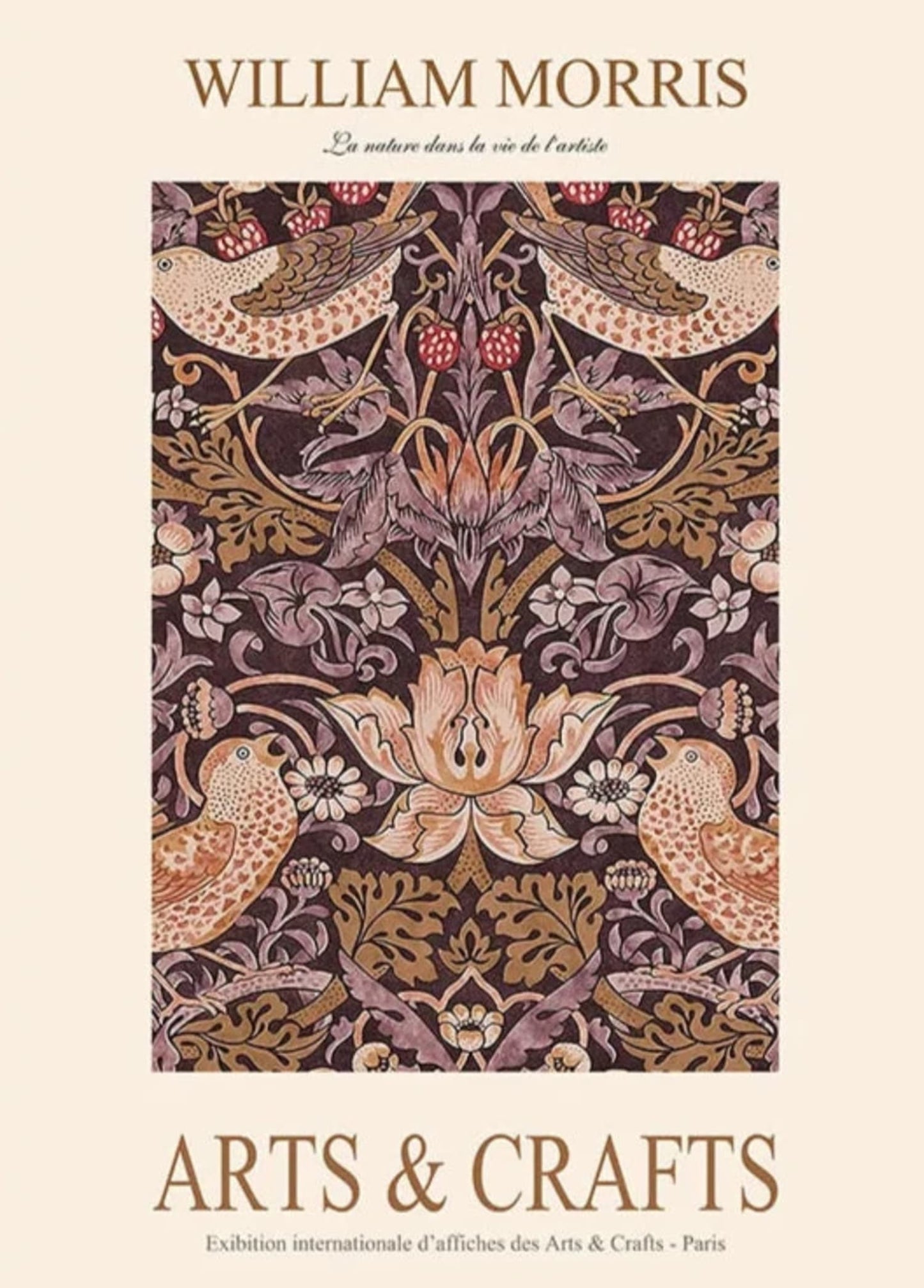 William Morris Strawberry Thief | Vintage Art Poster | Botanical Pattern | Decorative Wall Art | Home Decor | Print Wall Hanging | Classic Design | Artistic Decoration