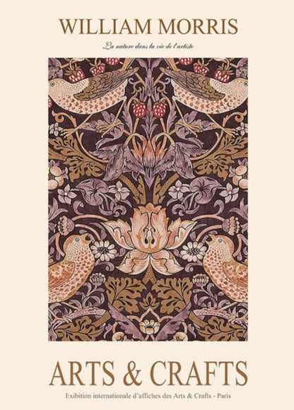 William Morris Strawberry Thief | Vintage Art Poster | Botanical Pattern | Decorative Wall Art | Home Decor | Print Wall Hanging | Classic Design | Artistic Decoration