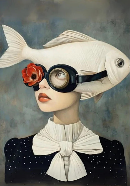 Floral Girl | Surreal Celestial | Vintage Diving Mask