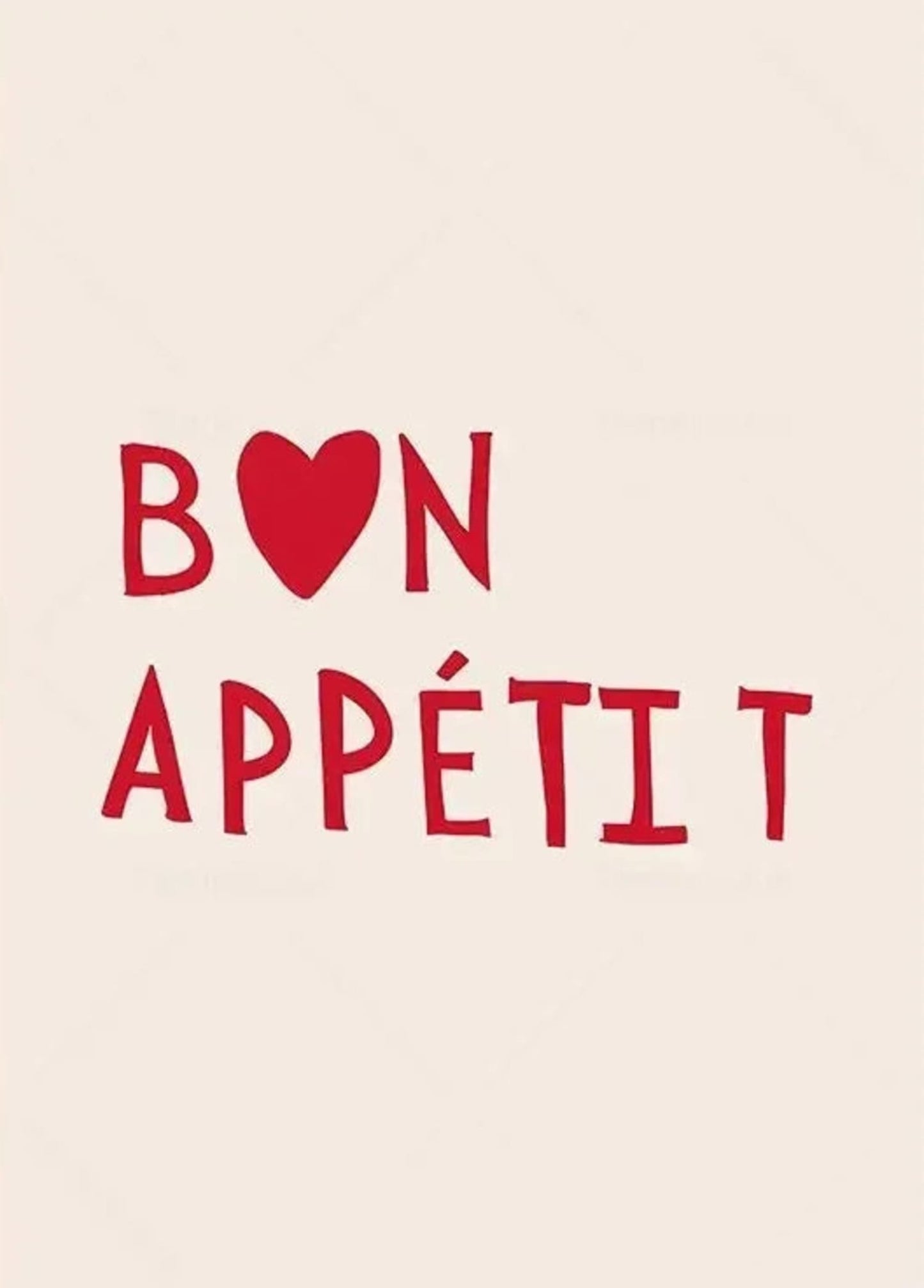 Hand Drawn Minimalist Poster | Bon Appetit | Decorative Wall Art for Kitchen or Dining Room