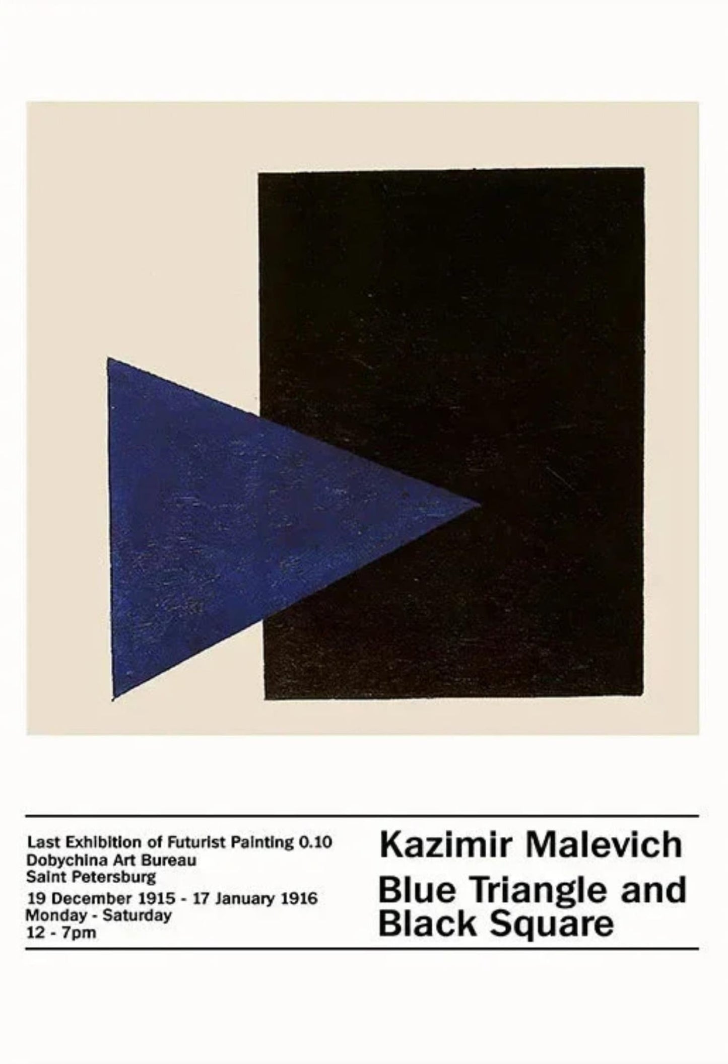Malevich | Blauwe Driehoek, Zwarte Vierkant | Abstracte Geometrische Kunst
