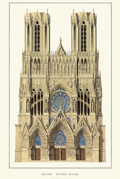 Kathedrale von Reims | Reims | Frankreich | Majestätische gotische Architektur | Französische religiöse Architektur | Poster mit historischen Gebäuden