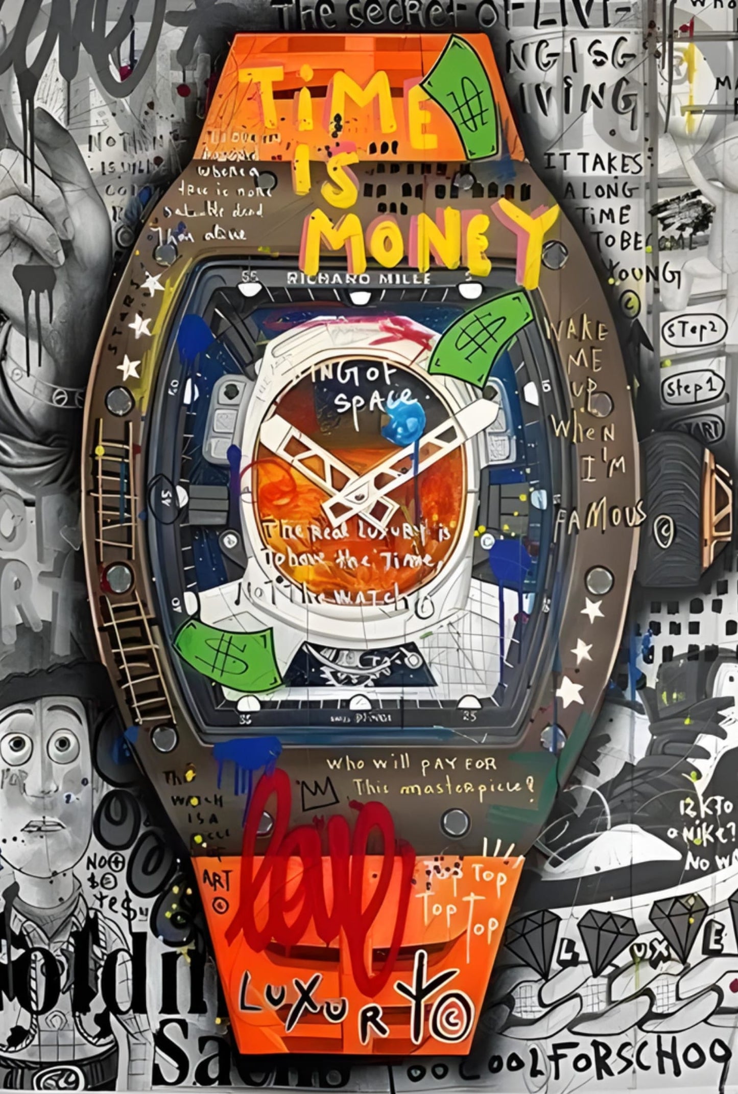 Graffiti Horloge | Richard Mille Geïnspireerd | Moderne Stedelijke Decor