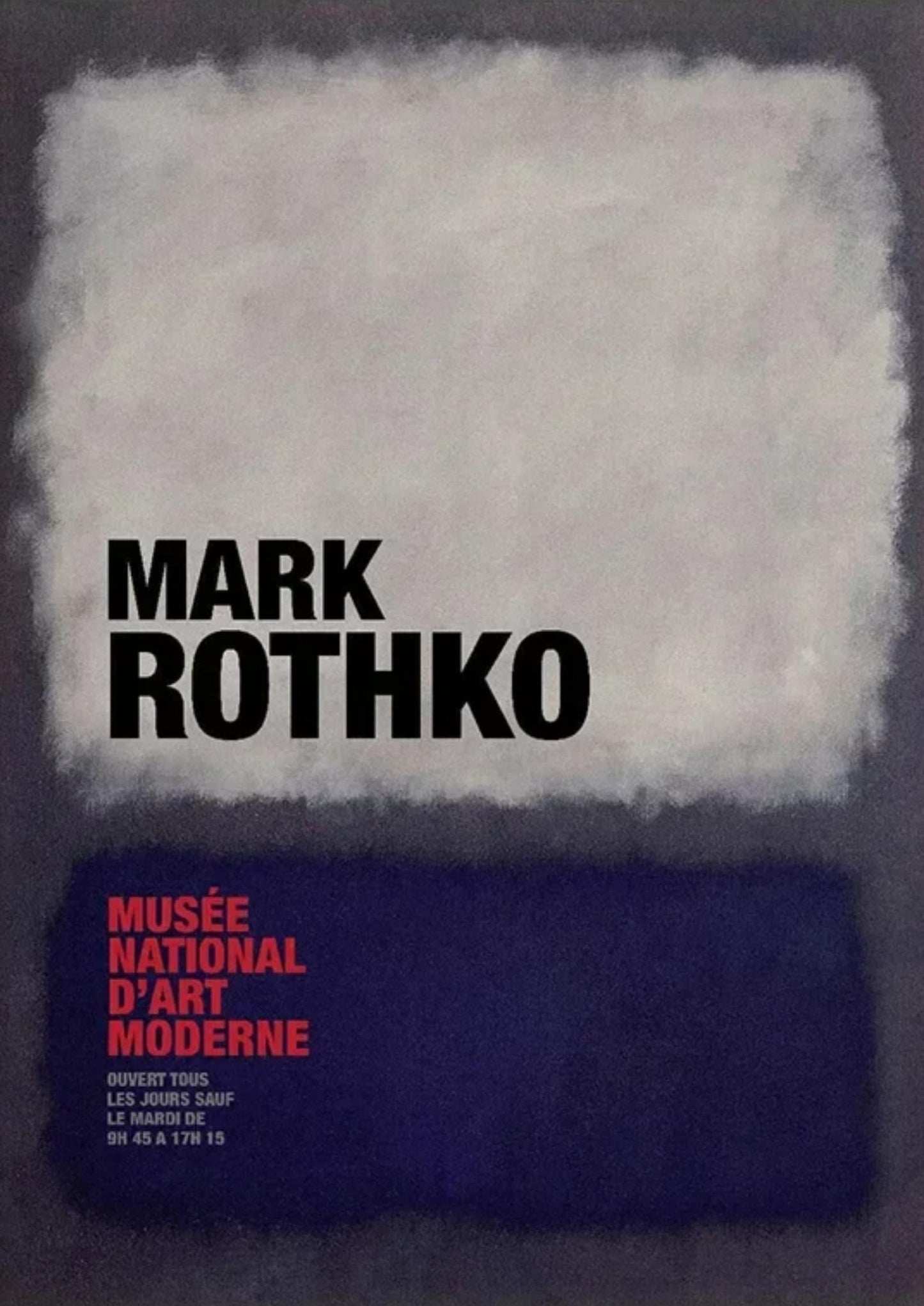 Mark Rothko | White & Navy on Grey | Modern Abstract