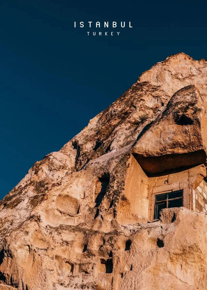 Poster mit Höhlenwohnungen in Kappadokien | Antike Felslandschaft | Einzigartige türkische Landschaft | Kunst aus Istanbul und Konstantinopel | Leinwandbild Türkei