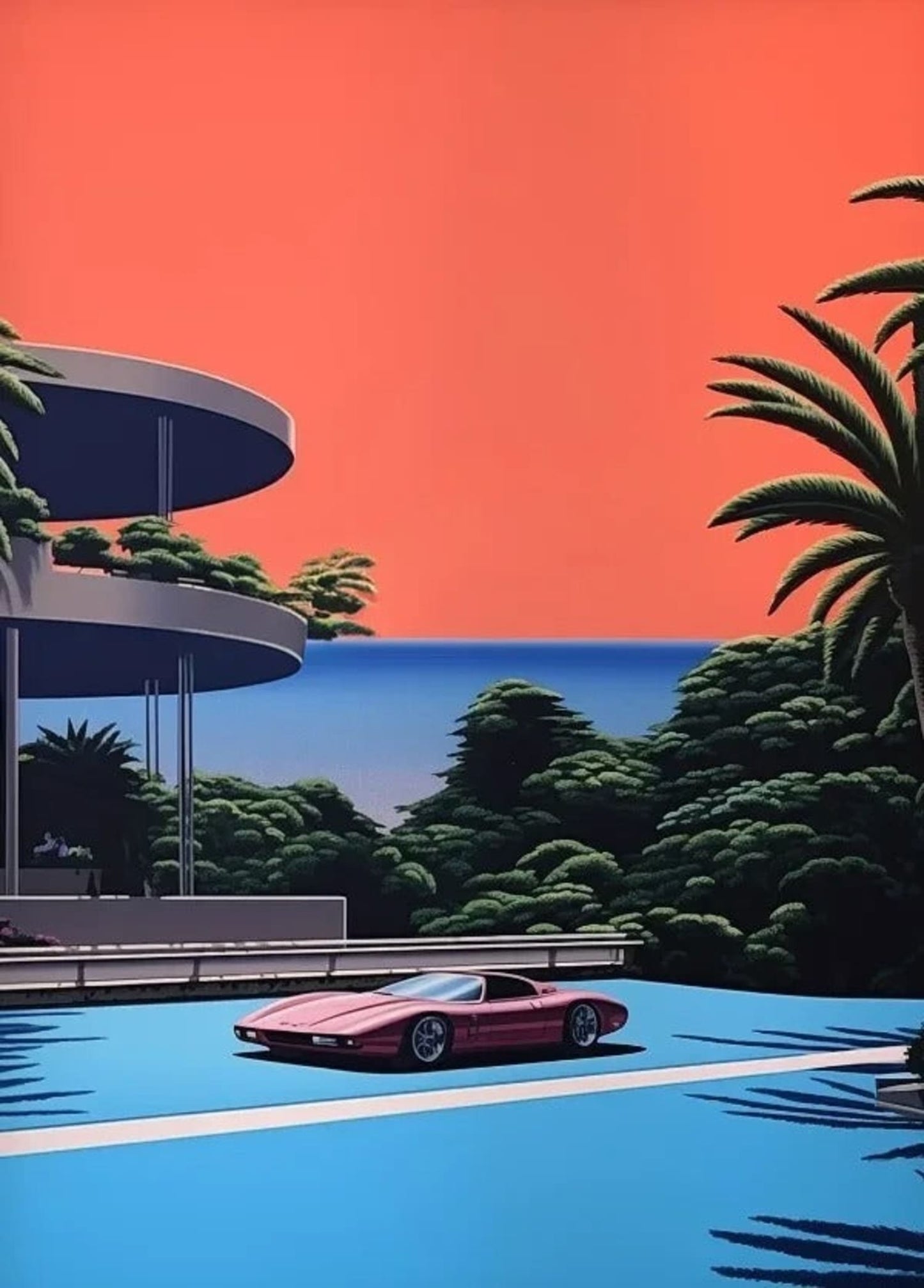 Retro Vaporwave Cityscape | Hiroshi Nagai | Japanese Tropical Beach