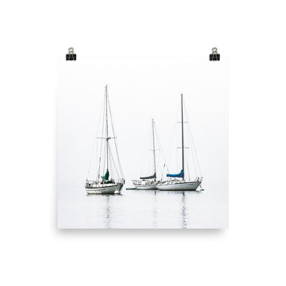 three sailing boats - poster