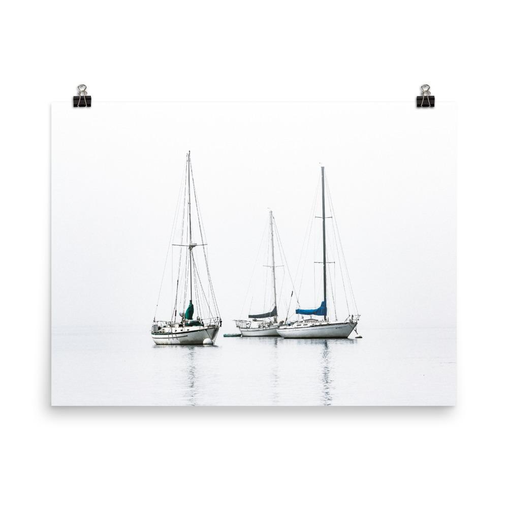 three sailing boats - poster