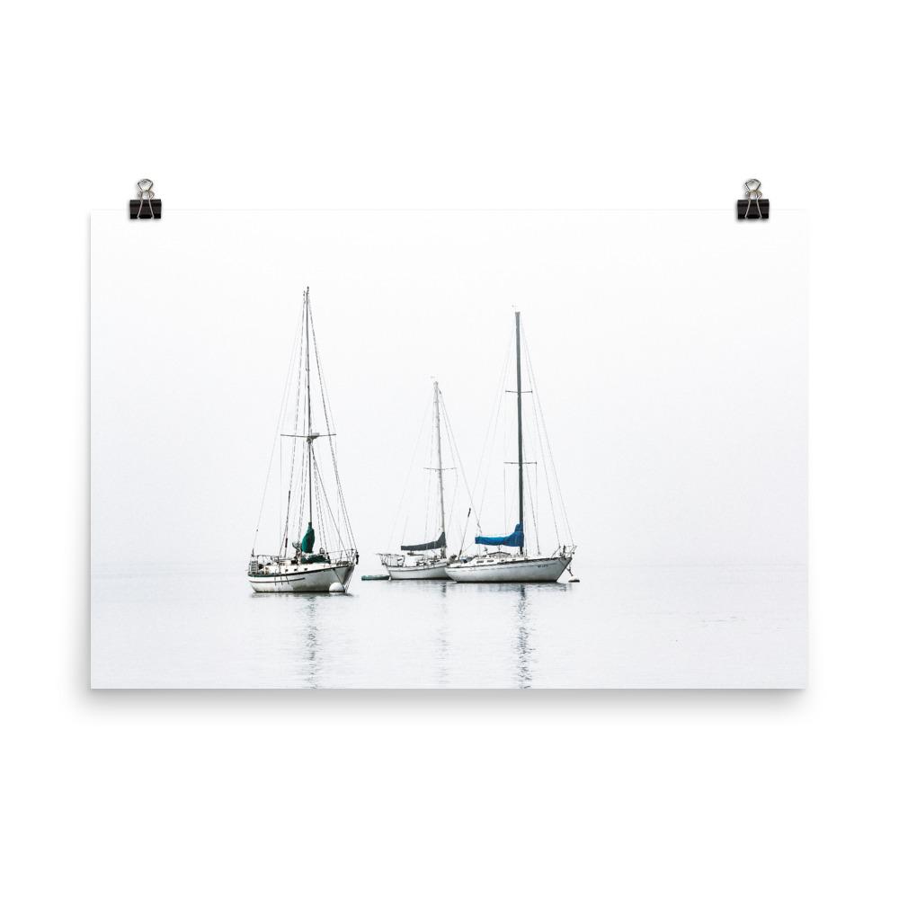 three sailing boats - poster