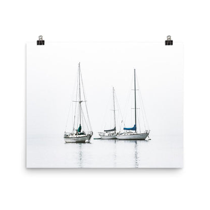 three sailing boats - poster