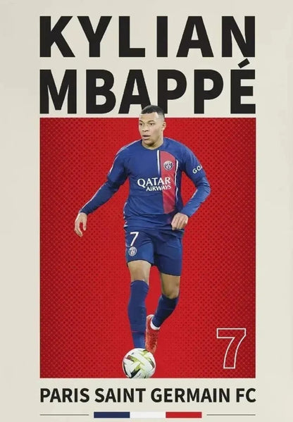 Kylian Mbappe Poster | Famous Football Players | Soccer Art Print | Home Decor