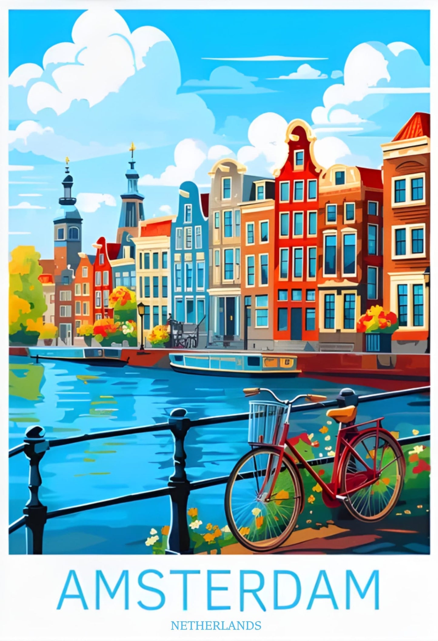 Fietstocht in Amsterdam | Schilderachtige Nederland Kunst