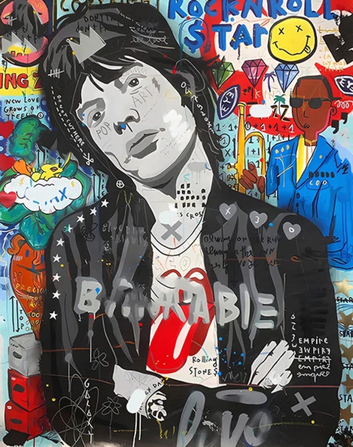 Mick Jagger Portrait | Abstract Street Pop | Graffiti Style