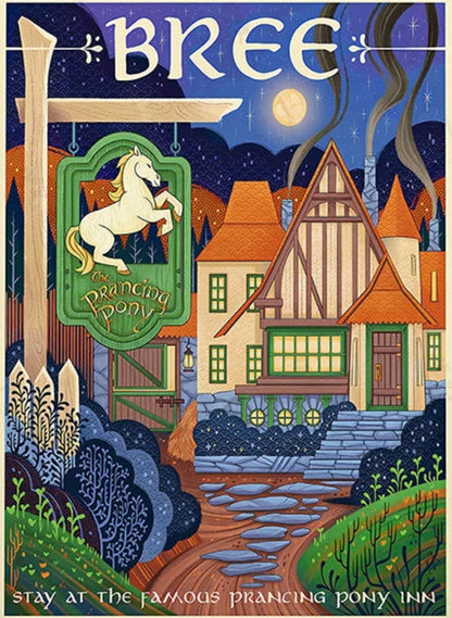 Bree Poster | Stay at the Famous Prancing Pony Inn in Bree: Vintage Style Poster  A Nostalgic Piece for Fans of Classic Taverns and Mythical Crossroads