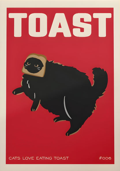 Vintage Grote Kat Keuken Kunst | Rode Toast