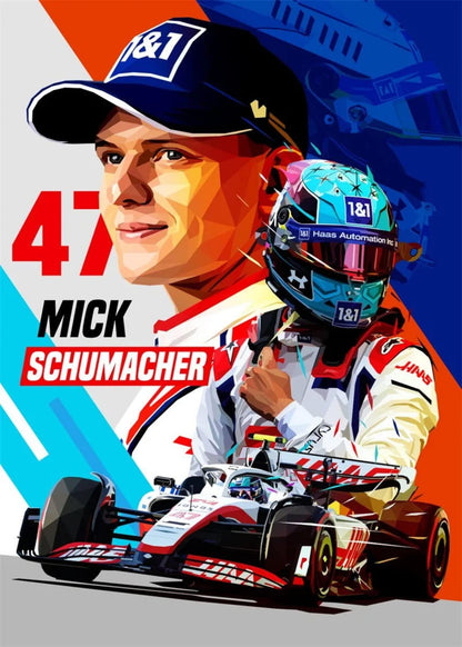 Mick Schumacher | Racer Helm Ontwerp | F1 Kunst