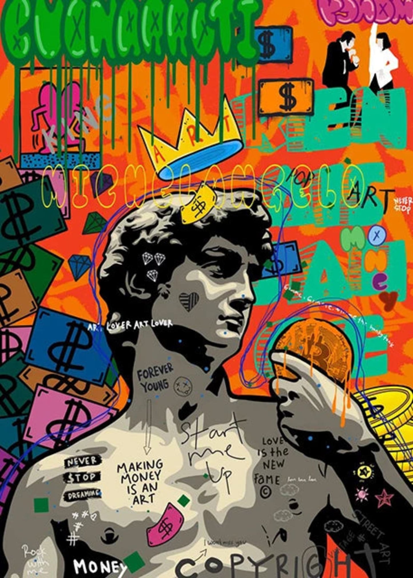 Graffiti-Pop-Poster | Scarface Street Art | Mona Lisa Abstraktes Porträt | Wanddekoration aus Filmkunst